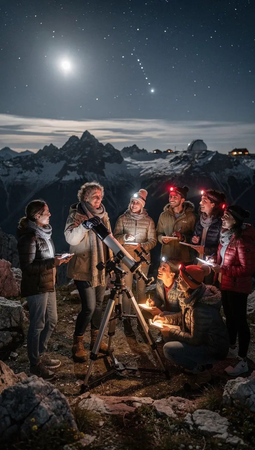 Ein Lehrender erklärt die Grundlagen der Himmelsnavigation mit einem Sternenkarte in der Hand.