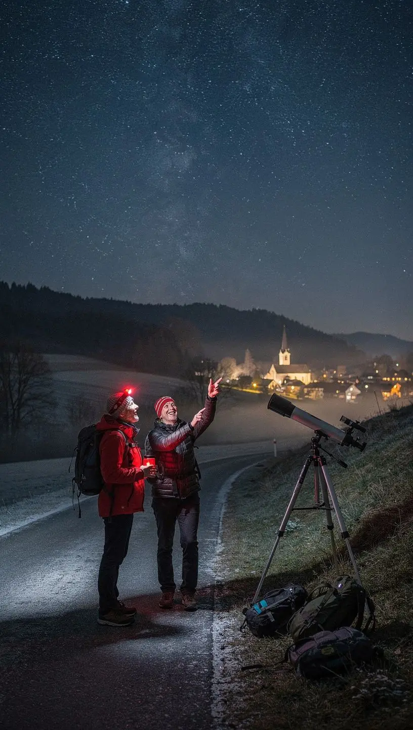 Ein Teleskop, das auf den Mond gerichtet ist, um Details der Mondoberfläche zu zeigen.