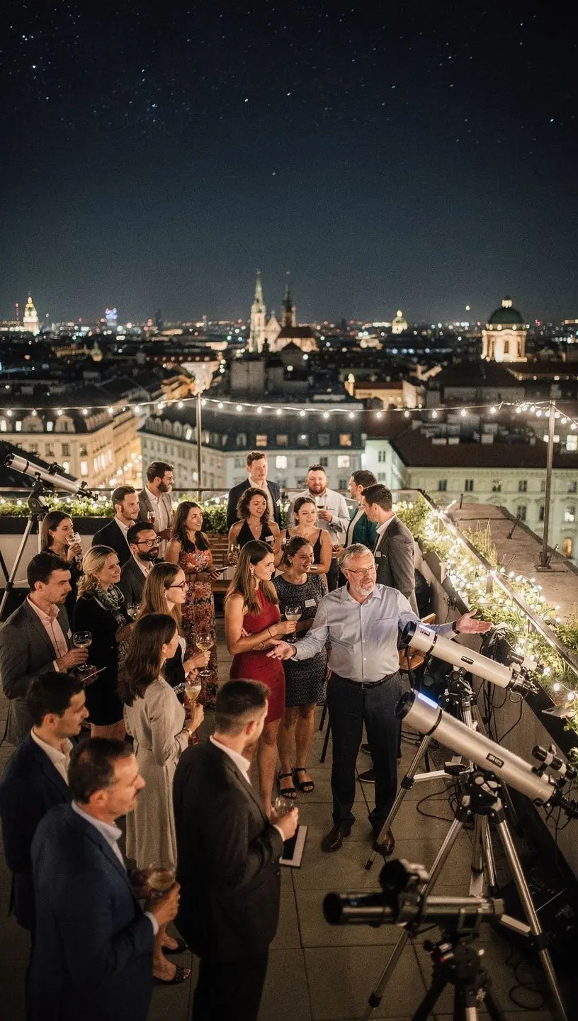 Ein Teleskop, das auf den Mond gerichtet ist, um Details der Mondoberfläche zu zeigen.
